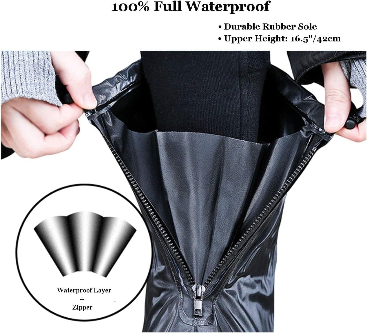 Long Waterproof Shoe Covers for both Men and women Waterproof Boot , sneaker, shoes Rain Shoe Covers Reusable & Foldable Motorcycle Cycling Bike Knee Boots Shoes Cover view 3