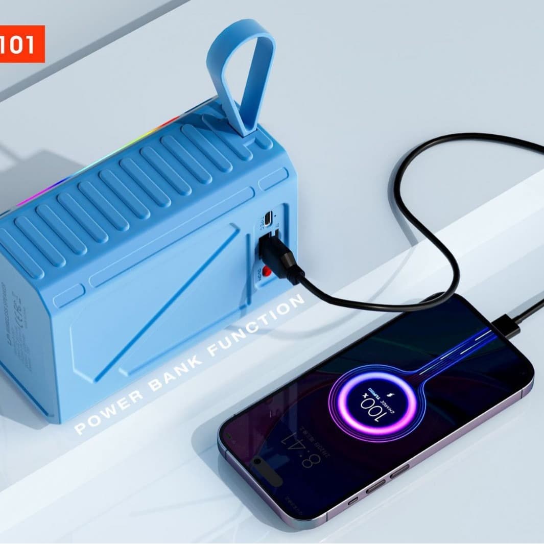 LP V101 TWS Wireless Bluetooth V5.1 Portable Speaker Powerbank FM Radio TF USB Drive RGB LED Light view 2