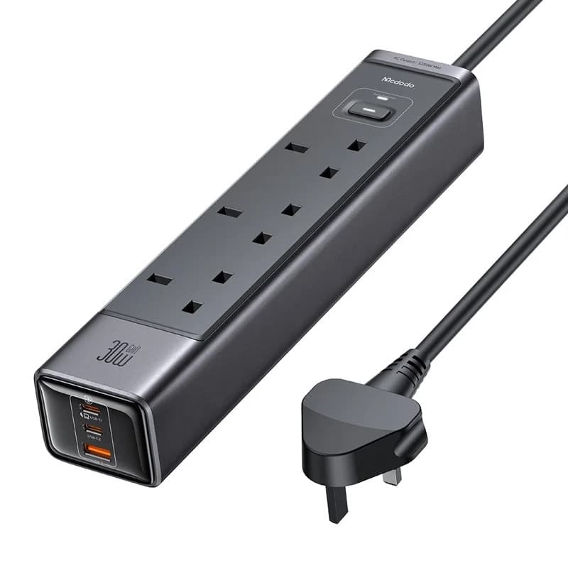 MCDODO CH0600 UK Plug 6-in-1 30W GaN Surge Protection Power Strip (3 AC + 2 USB-C + 1 USB-A)