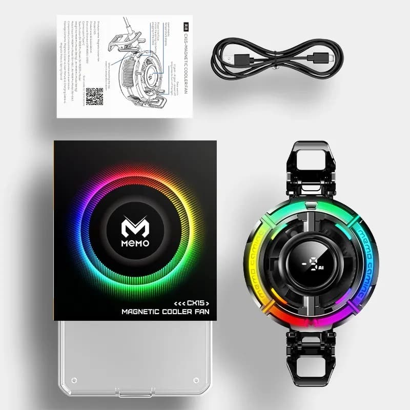 MEMO CX15 AI Digital Display Mobile Cooler Fan Colourful LED Light view 5