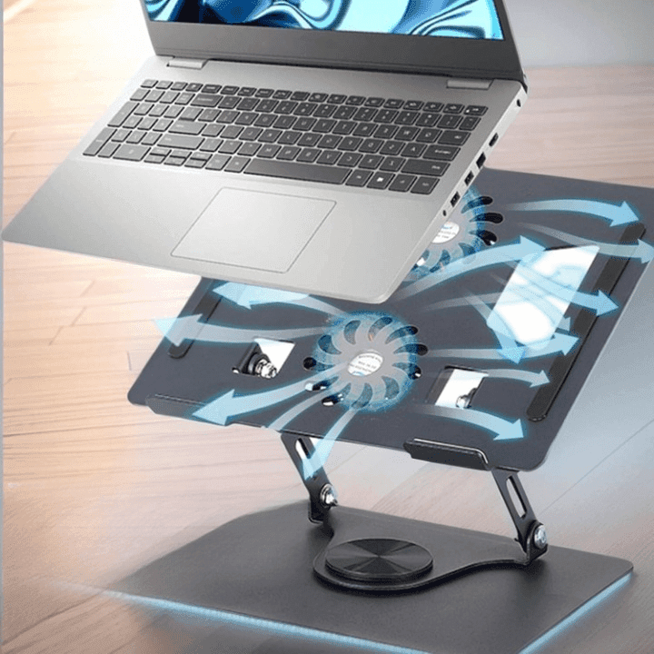 Metal Laptop Stand With Dual Cooling Fan 360 Rotating view 3