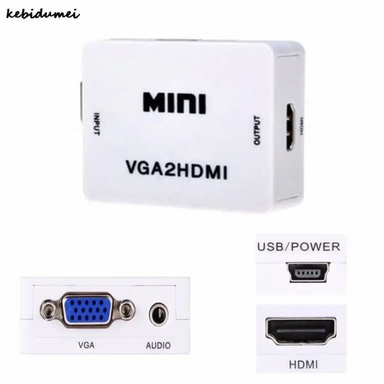 Mini VGA to HDMI Adapter VGA2HDMI Converter Connector With Audio For PC Laptop To HDTV Projector view 2