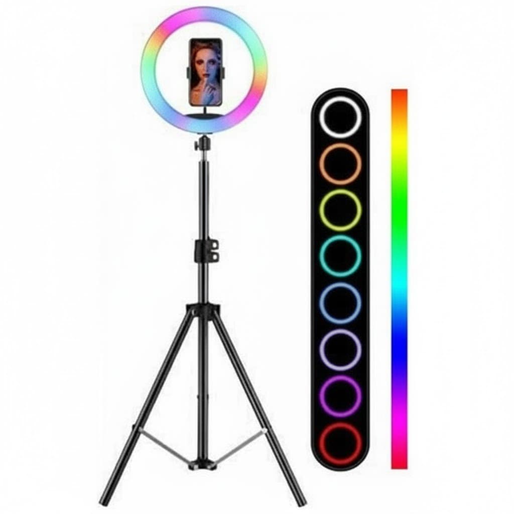 MJ33 RGB 33cm Professional LED Ring Light With Tripod & Phone Holder