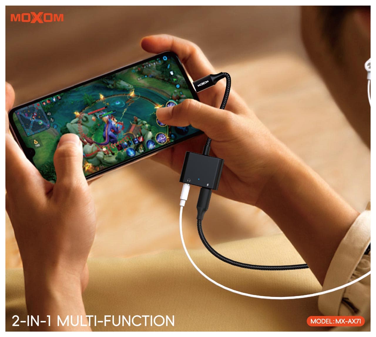 MOXOM AX71 60W Type-C to 3.5mm+Type-C Charge Audio Adapter view 2