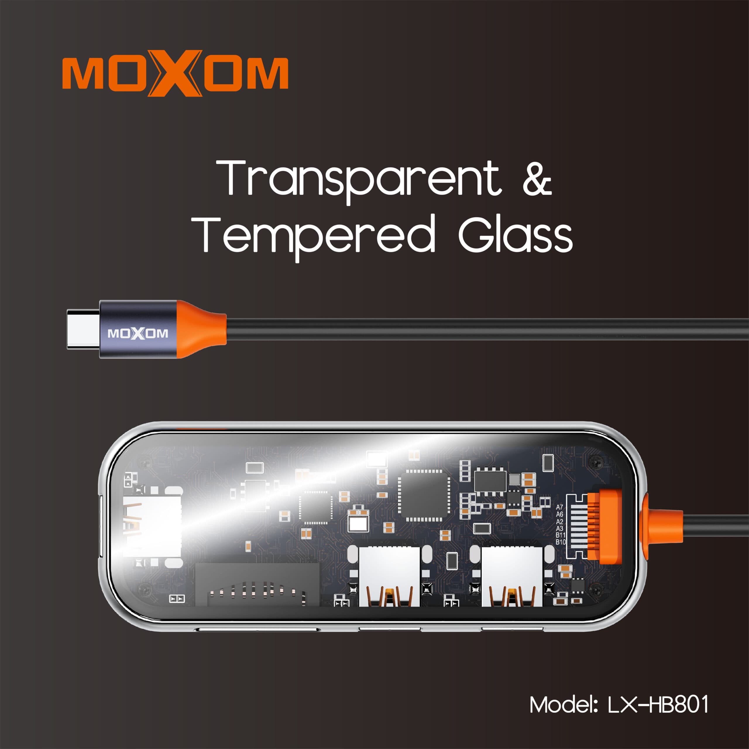 Moxom LX-HB801 5 In 1 Type C 3.0 Portable Hub For Laptops view 4