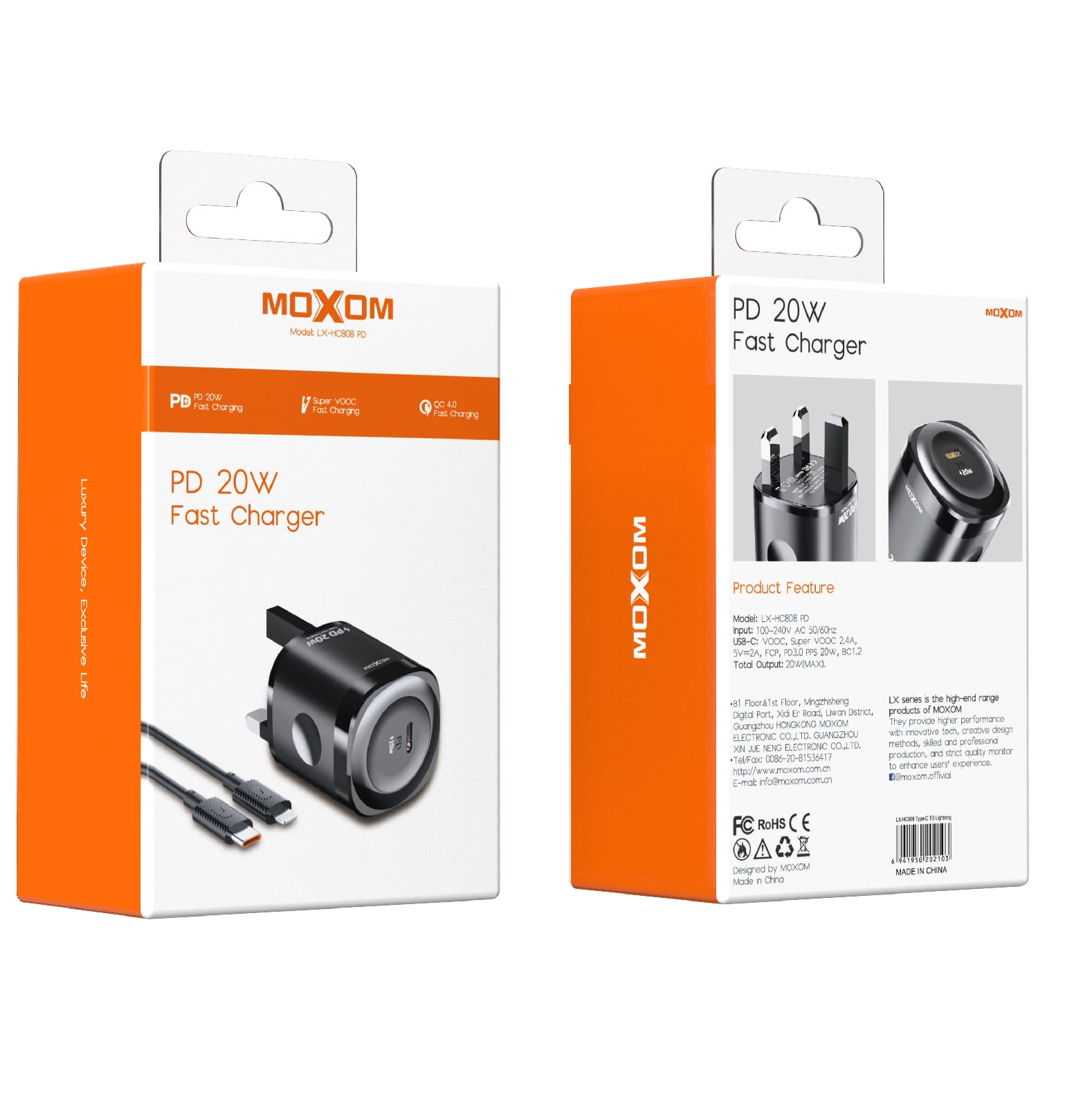 MOXOM LX HC808 PD 20W Fast Charger With Type C Cable view 5