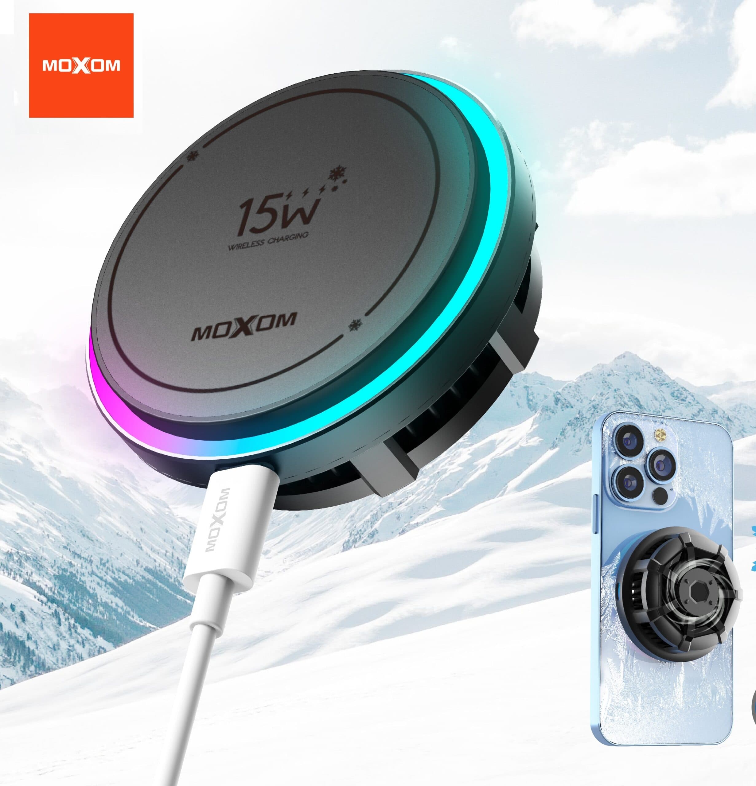 Moxom MX CP05 15 Watt Magnetic Wireless Charger Mobile Cooler
