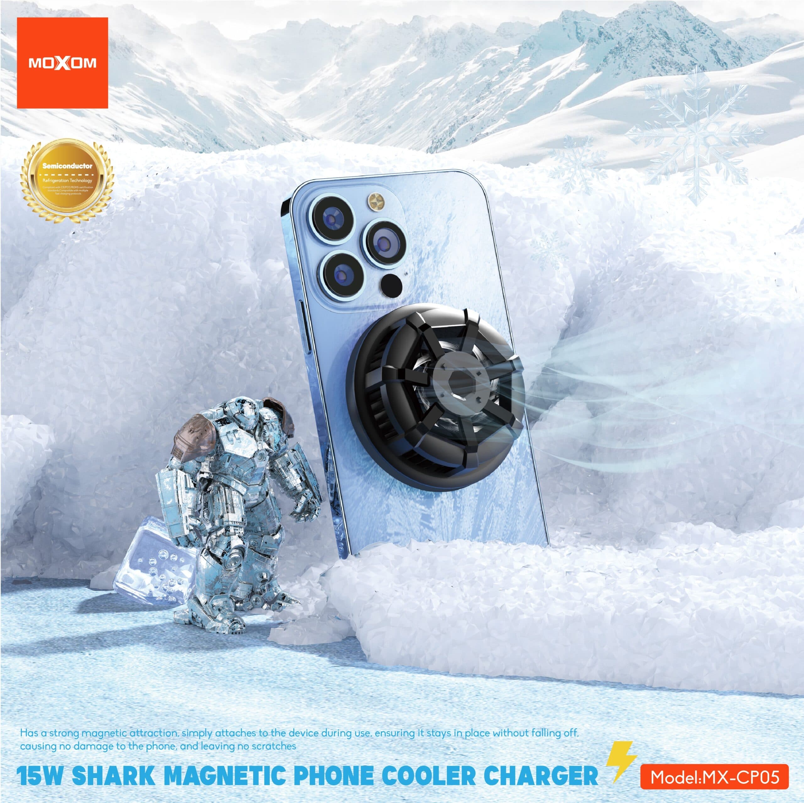 Moxom MX CP05 15 Watt Magnetic Wireless Charger Mobile Cooler view 3