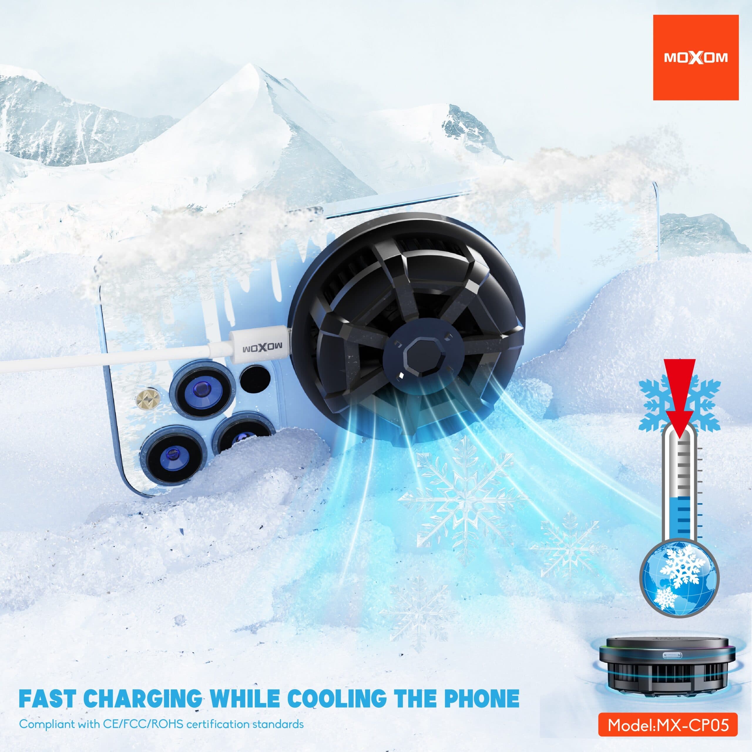 Moxom MX CP05 15 Watt Magnetic Wireless Charger Mobile Cooler view 2