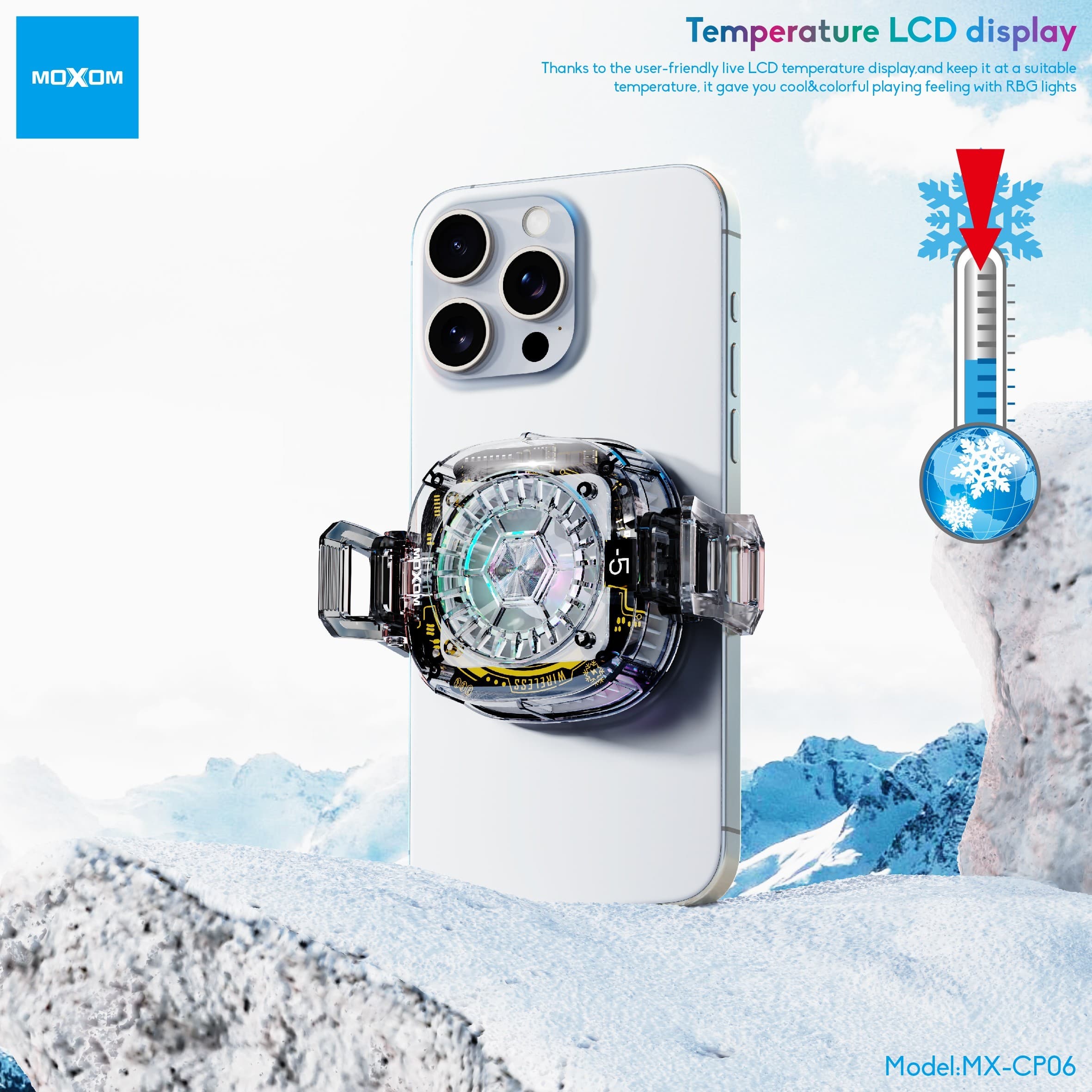 Moxom MX CP06 Rapid Cooling -5 Degrees 3 Level Mobile Cooler Temperature Display view 3