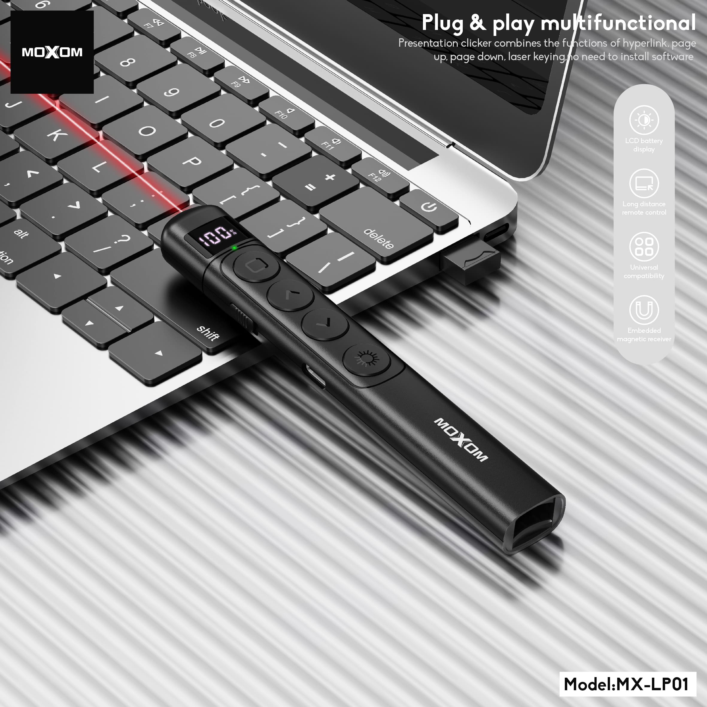 Moxom MX LP01 Pioneer Laser Page Turning Pen Powerpoint Presenter