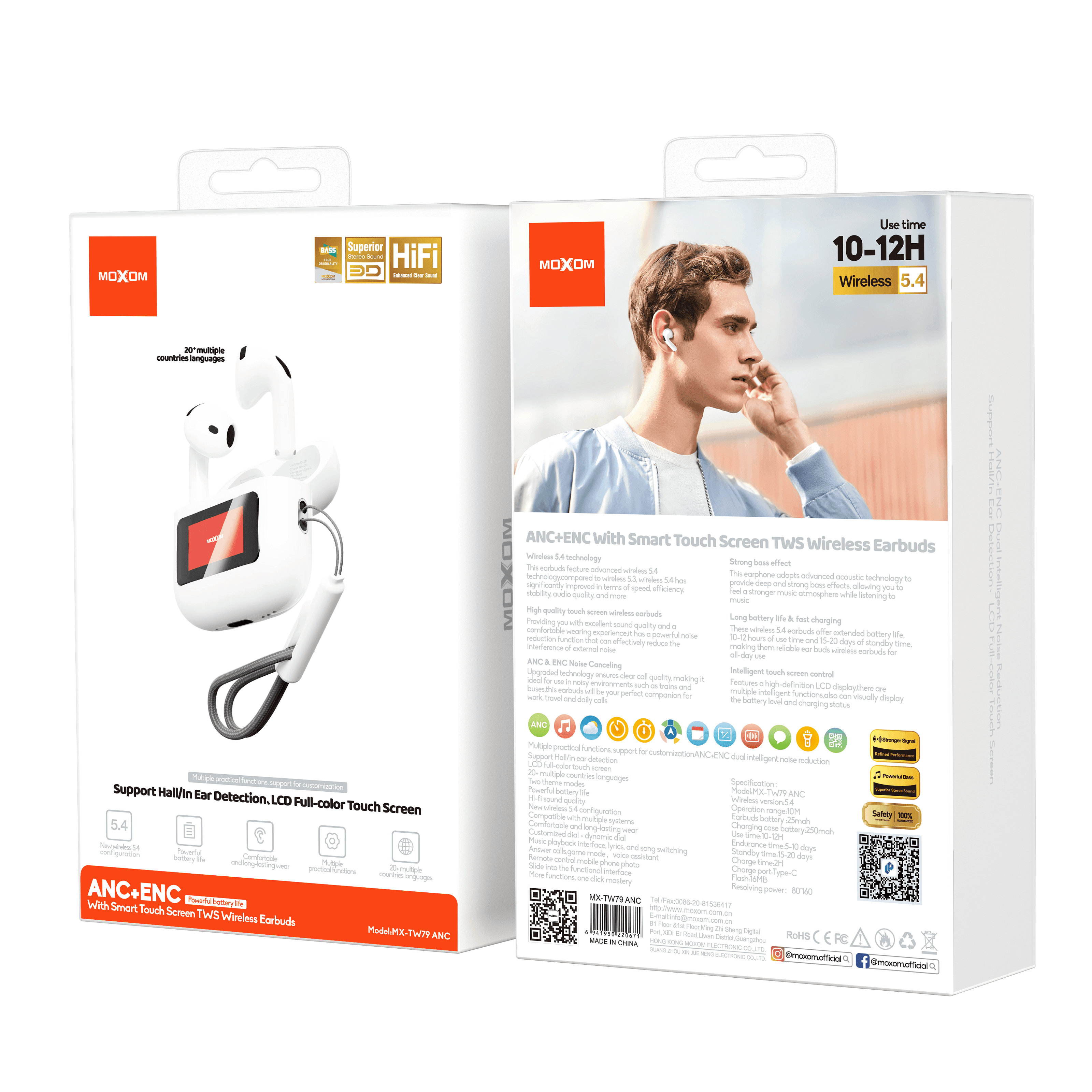 Moxom MX TW79 ANC + ENC With Smart Touch Screen TWS Wireless Earbuds view 4