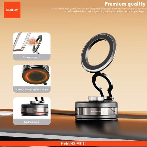 Moxom MX VS151 Magnetic Vacuum Suction Car Phone Holder With 360° Rotation view 4