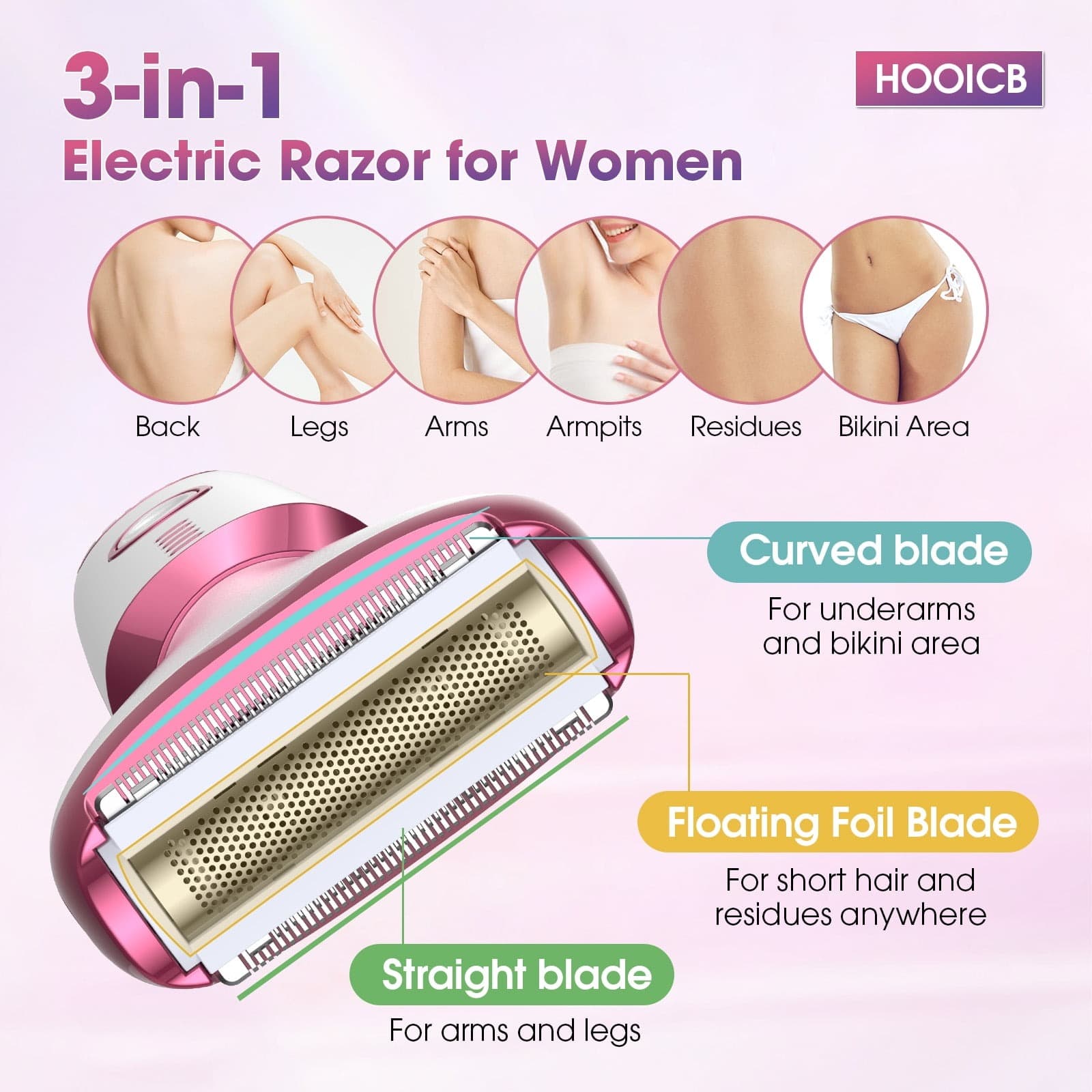 MS8377 Electric Razor For Women 5 in 1 Rechargeable Cordless Bikini Trimmer With Digital Display view 2