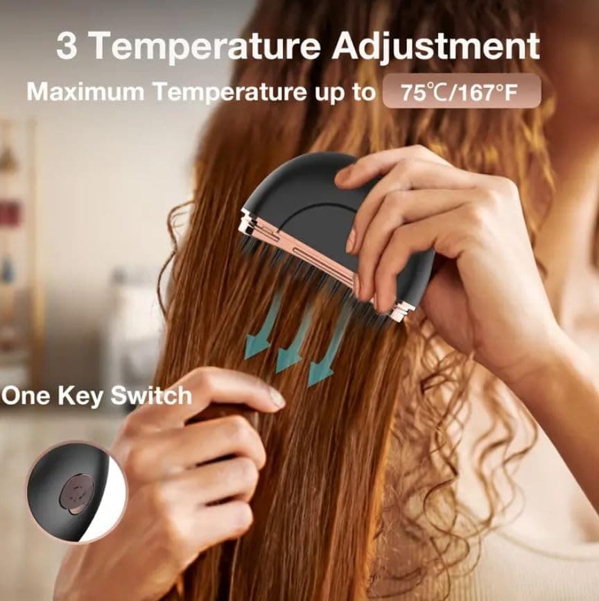 Multi Functional Straight Comb Mini Hair Straightener, Rechargeable, 3-Speed Temperature Adjustment, Suitable for Travel view 2
