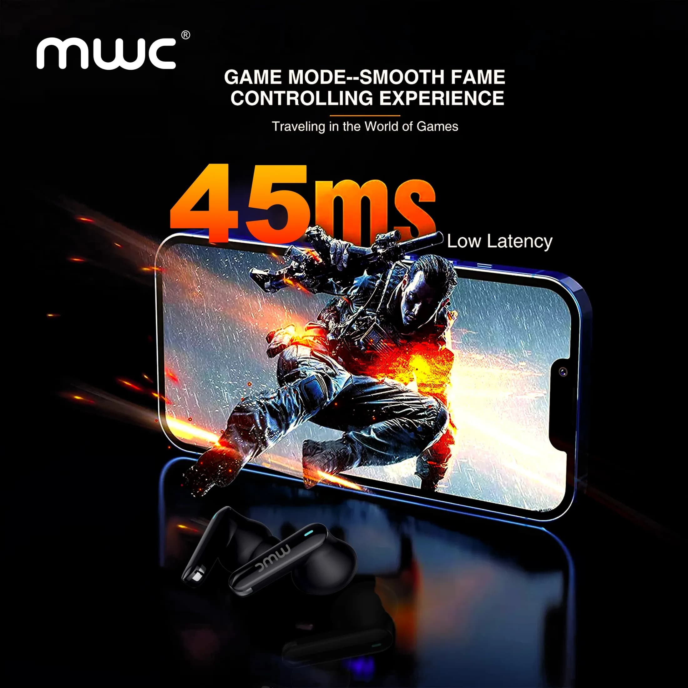 MWC ASVA Pro Ultra Premium Bluetooth Earbuds TWS Hybrid ANC (6 Mics) 10mm Driver view 3