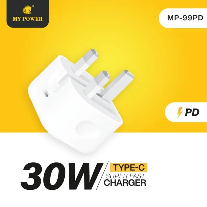 My Power MP99PD 30W Fast Charger With Power Delivery (PD) Technology Three-Pin Type-C Output