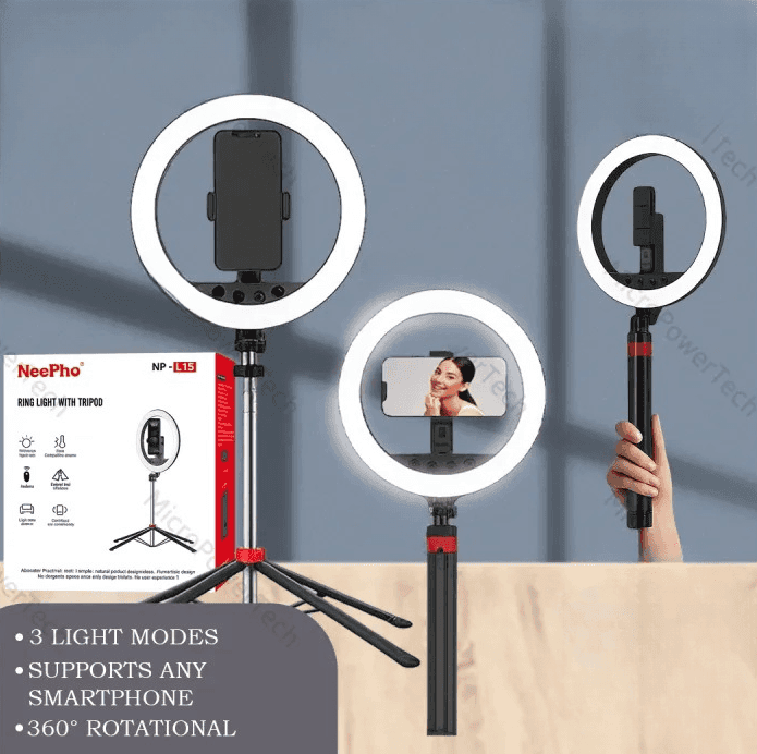 Neepho NP L15 Professional Ring Light Kit With Tripod Stand Selfie Stick