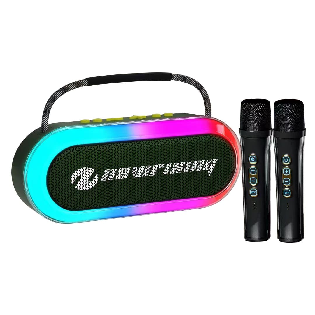 New Rixing NR-8877W Portable RGB Bluetooth Speaker with Dual Wireless Microphones