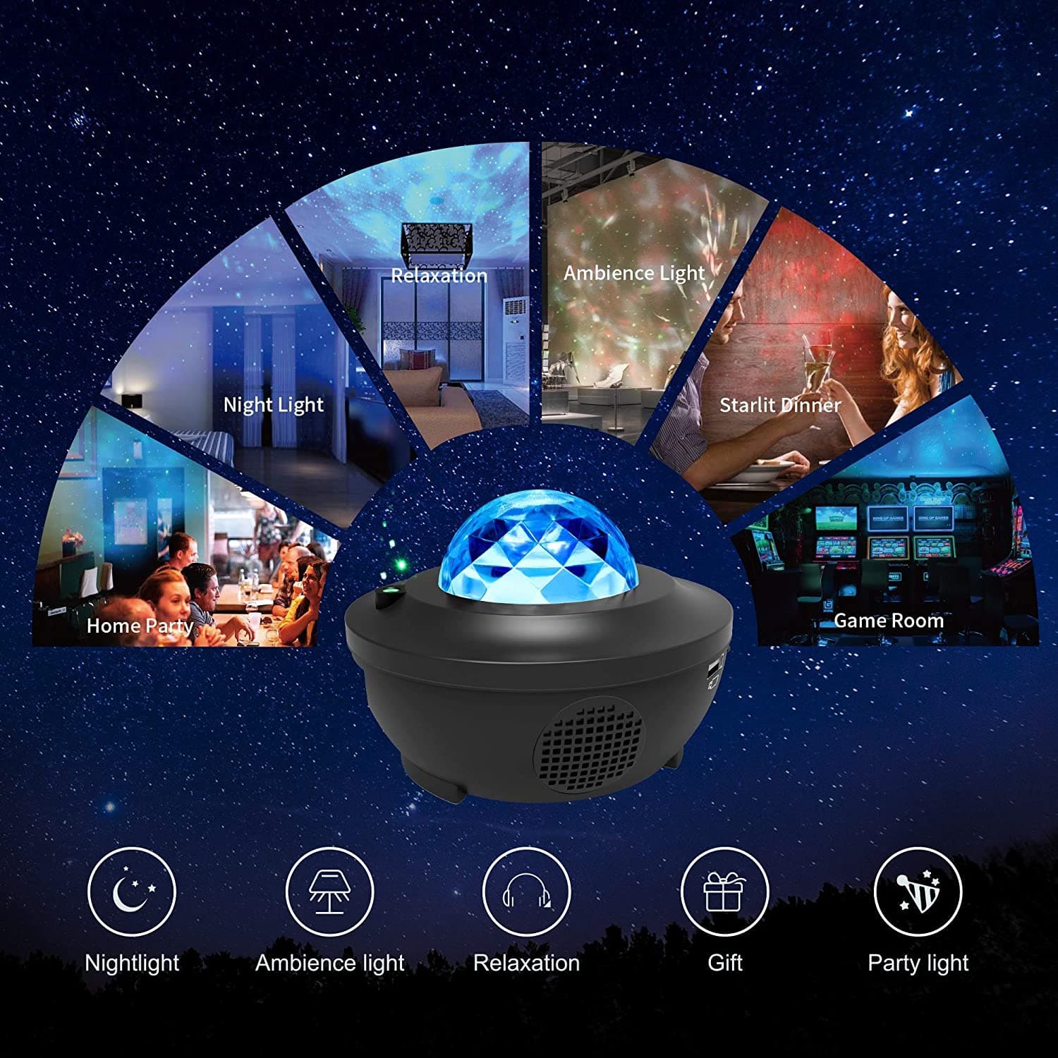 Night Light Projector 3 in 1 Galaxy Projector Star Projector w/LED Nebula Cloud view 3