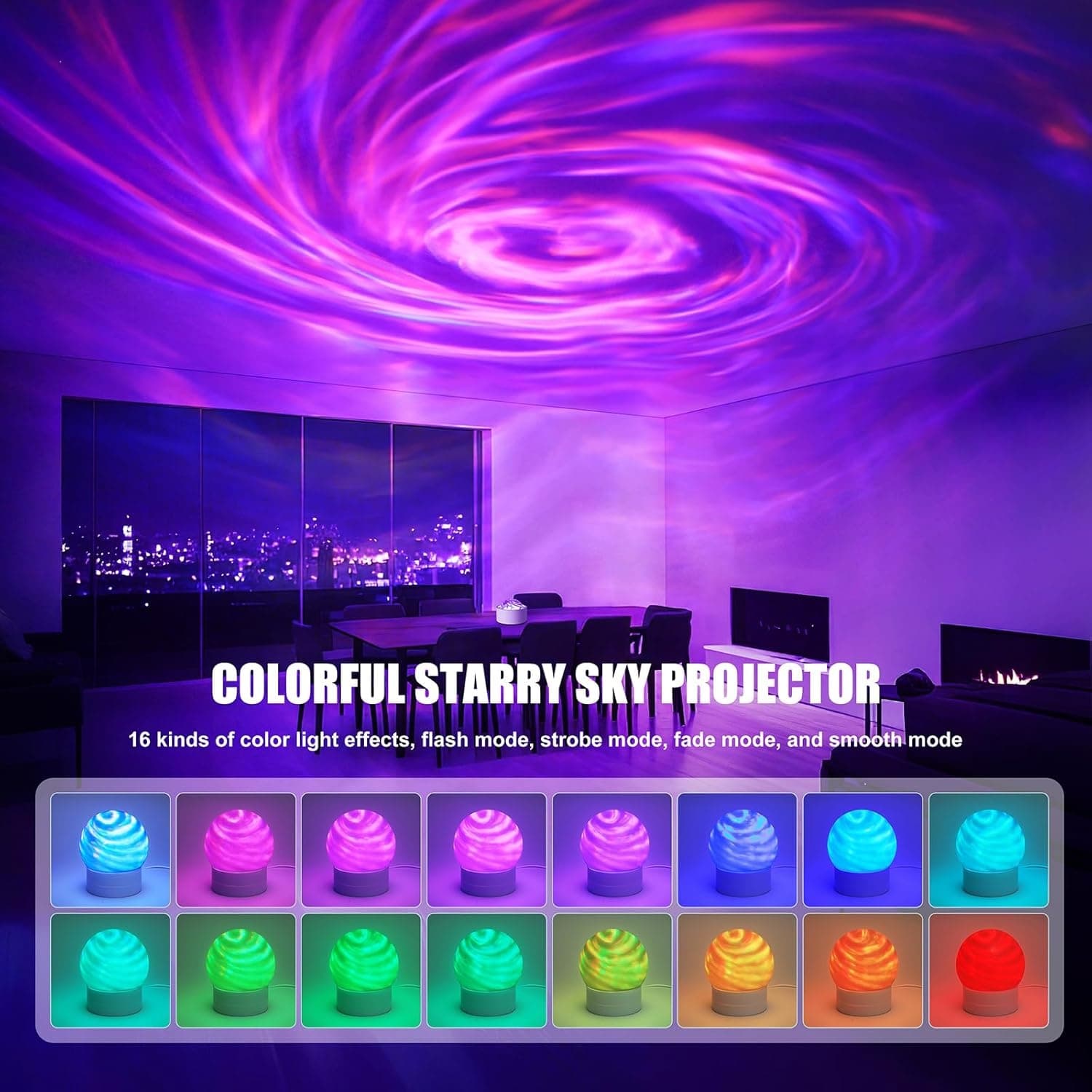 Northern Lights Night Light 16-Color Aurora Borealis Projector view 2