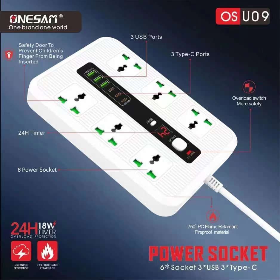 ONESAM OS U09 Power Socket Charger  With 24 Hour Timer 3000W view 3