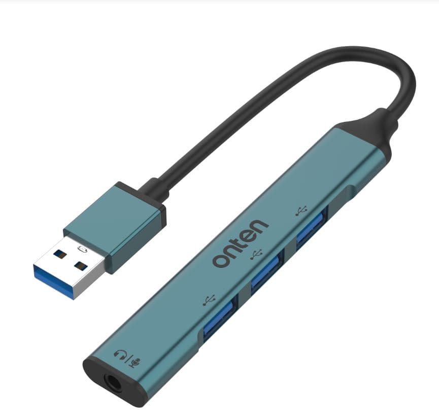 Onten 5706 4 IN 1 USB To USB 3 Port HUB With 3.5MM Jack Adapter Audio