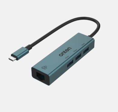 Onten 9595 USB-C to 3-Ports USB 3.0 Hub with 100M Ethernet Adapter