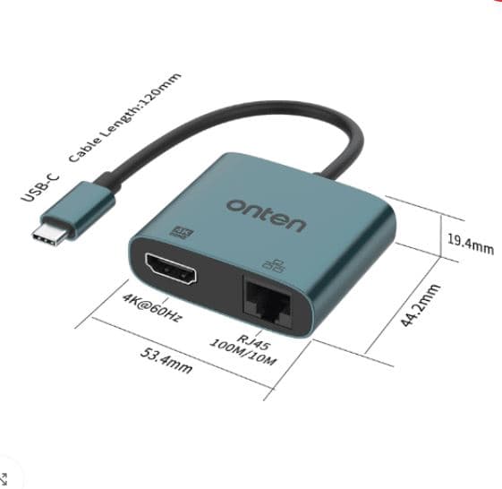 Onten UC288 USB-C To HDMI HD Video Adapter With RJ45 (100M) view 3