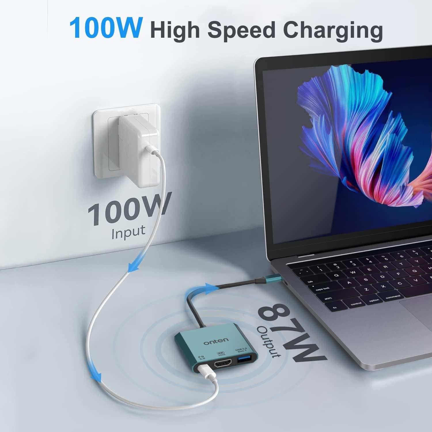 Onten UC301 3 In 1 USB C To HDMI 4k 60hz Adapter view 4