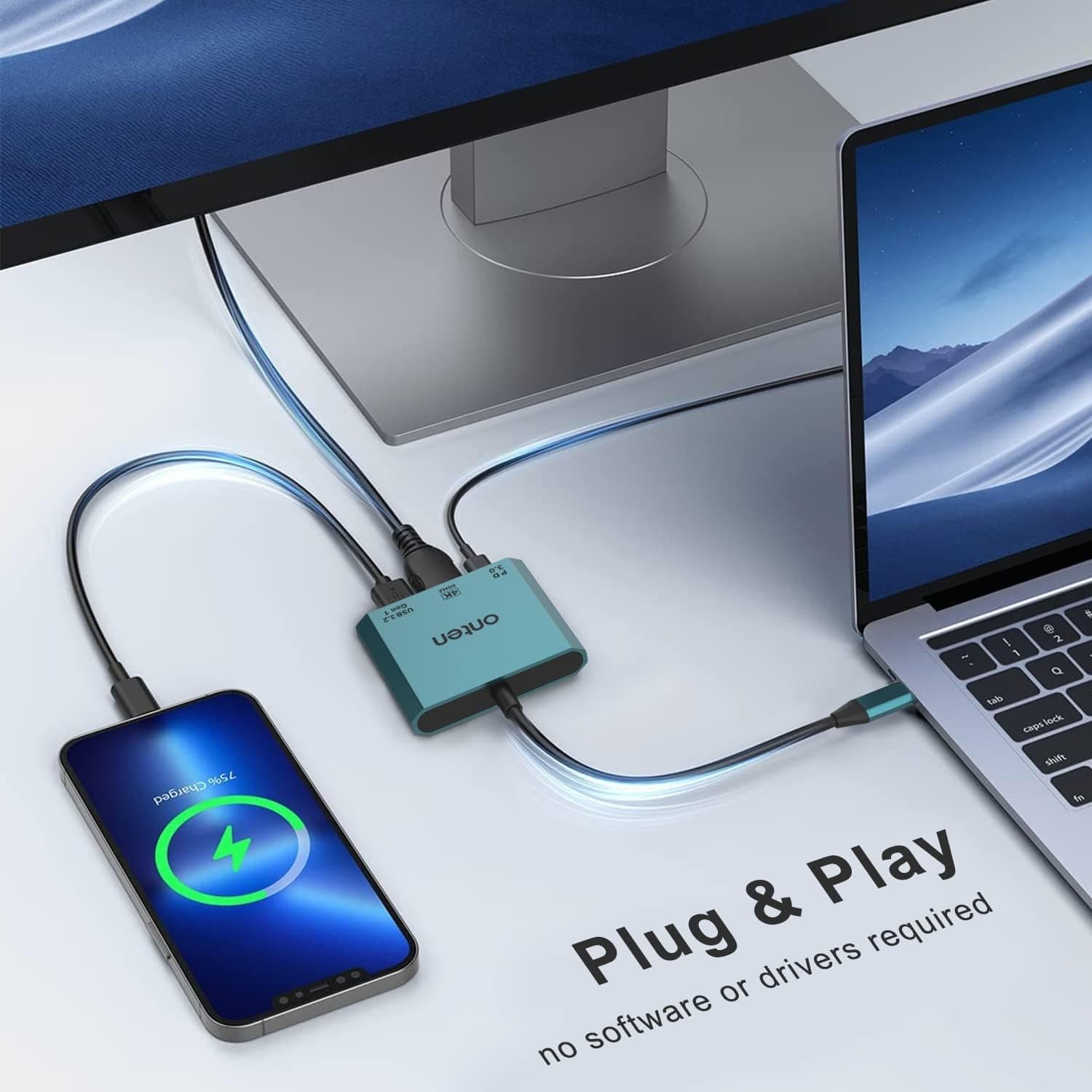Onten UC301 3 In 1 USB C To HDMI 4k 60hz Adapter view 5