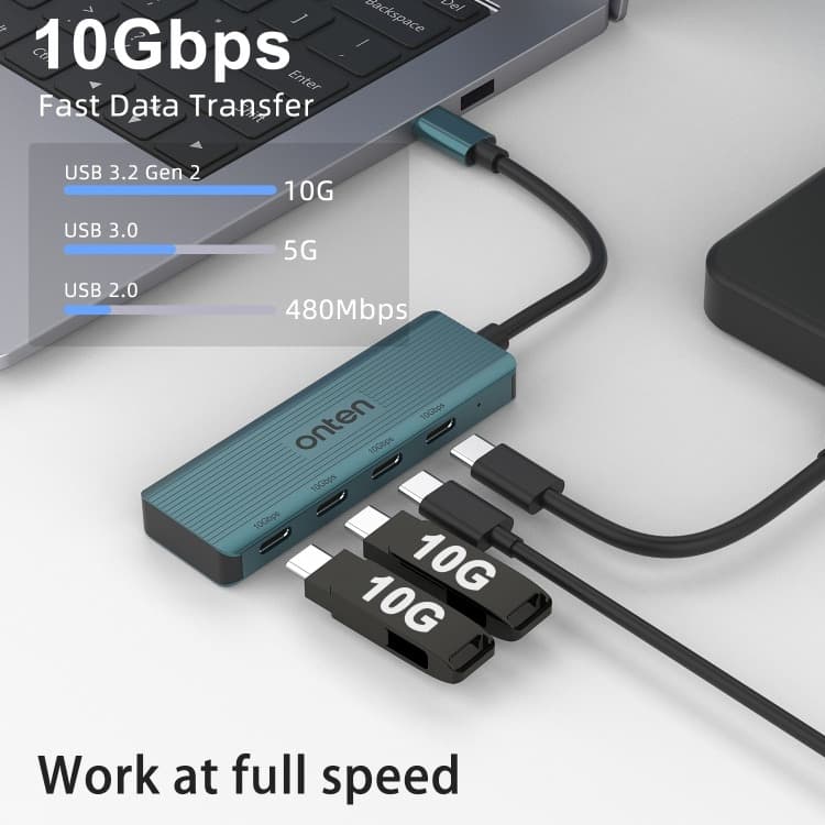Onten UC620 10Gbps USB-C / Type-C to USB 3.2 Gen2 4 in 1 Multi-function HUB Docking Station view 2