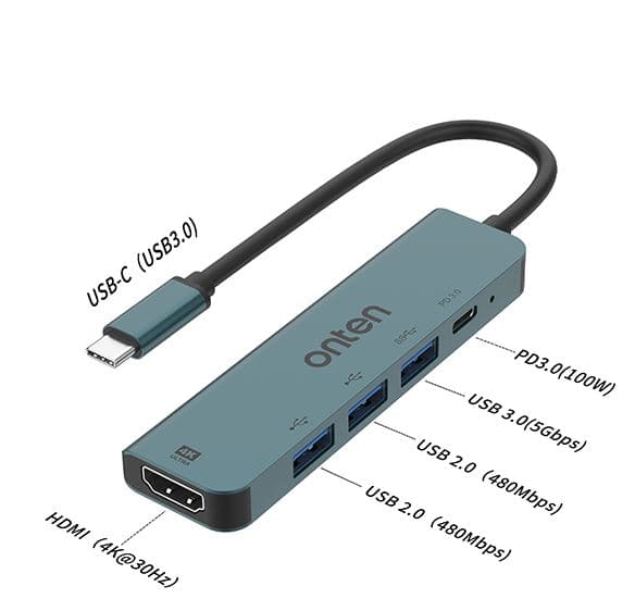 Onten UC907 USB-C Multi Function 5 In 1 Docking Station view 3