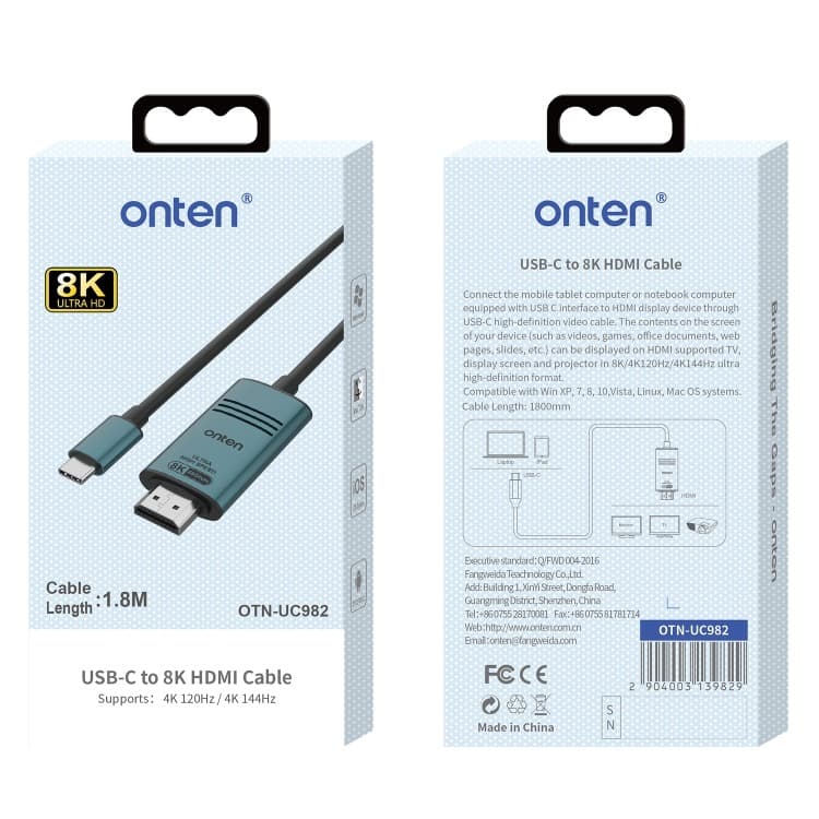 Onten UC982 8K 60Hz USB-C to HDMI Video Converter Cable view 5