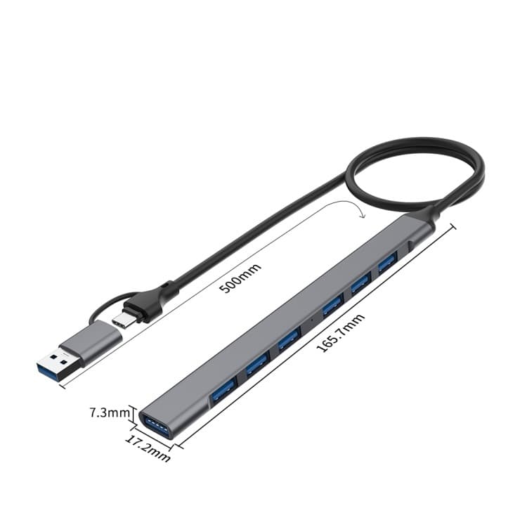 Onten UCA9702 2 In 1 7-port Portable Multifunctional USB HUB Docking Station view 2