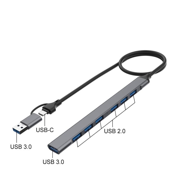 Onten UCA9702 2 In 1 7-port Portable Multifunctional USB HUB Docking Station view 3