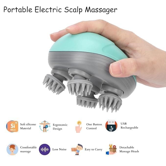 OSK 701 Electric Scalp Massager  Waterproof USB Rechargeable Head Neck & Body Massager For Stress Relief view 2