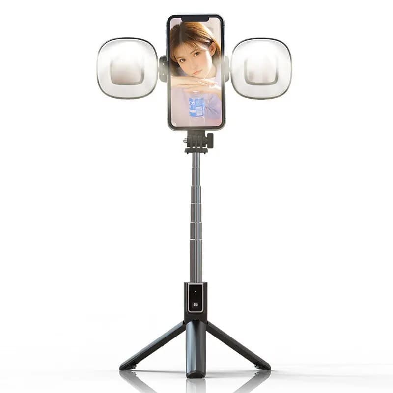 P40S F Wireless Foldable Mini Bluetooth Selfie Stick Tripod With Dual LED Fill Light