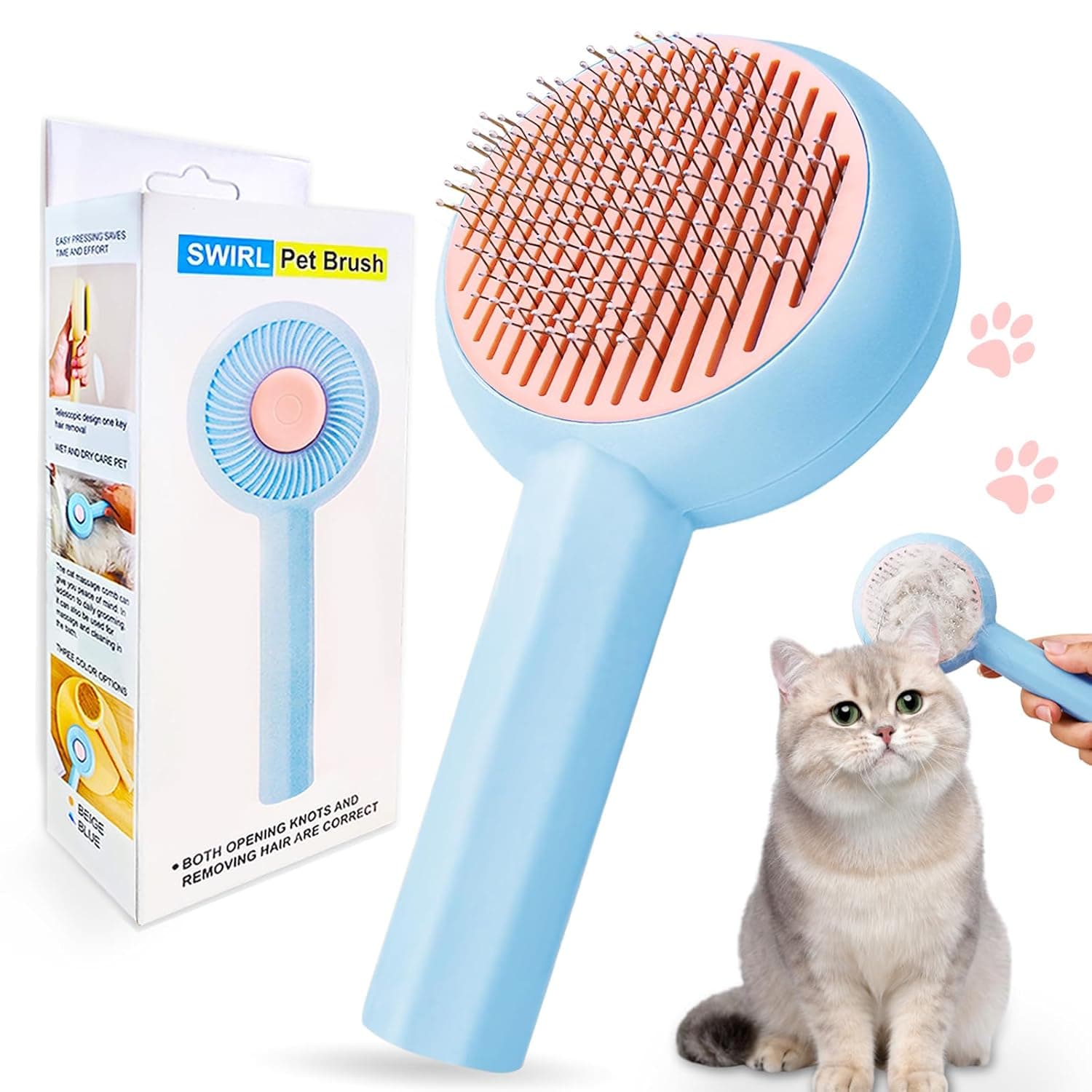Pet Brush Self Cleaning Dog & Cat Comb For Long & Short Hair