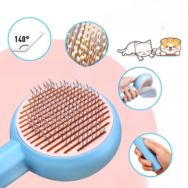 Pet Brush Self Cleaning Dog & Cat Comb For Long & Short Hair view 3