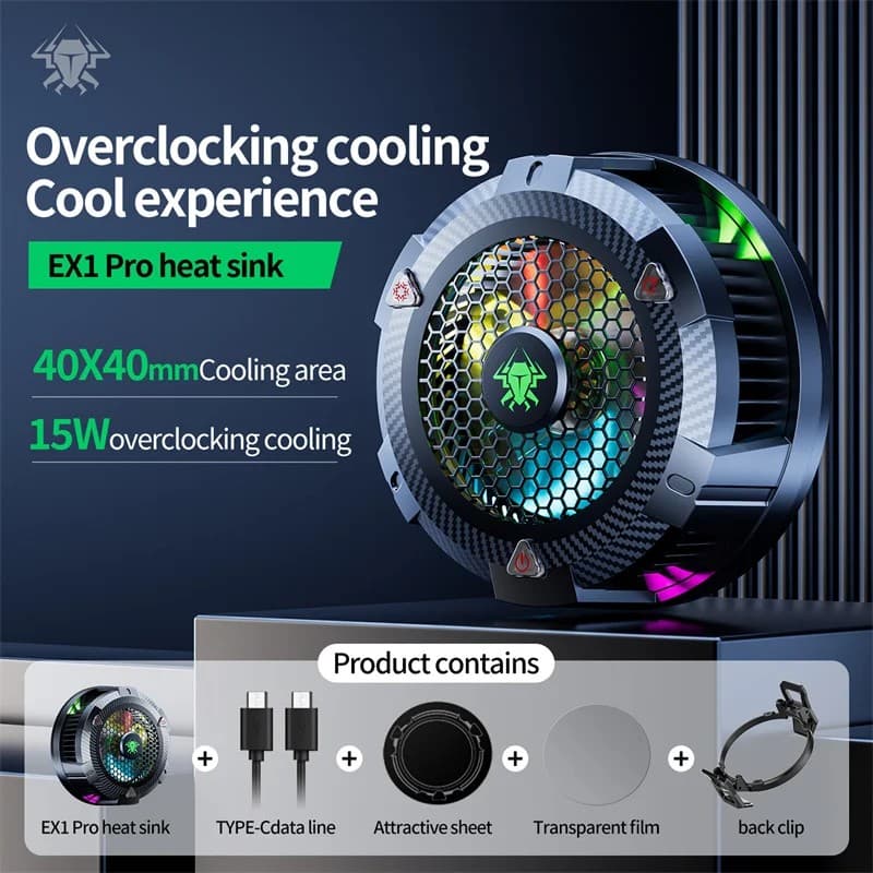 PLEXTONE EX1 Pro RGB Professional Game Player Hurricane Turbofan Magnetic Mobile Phone Radiator