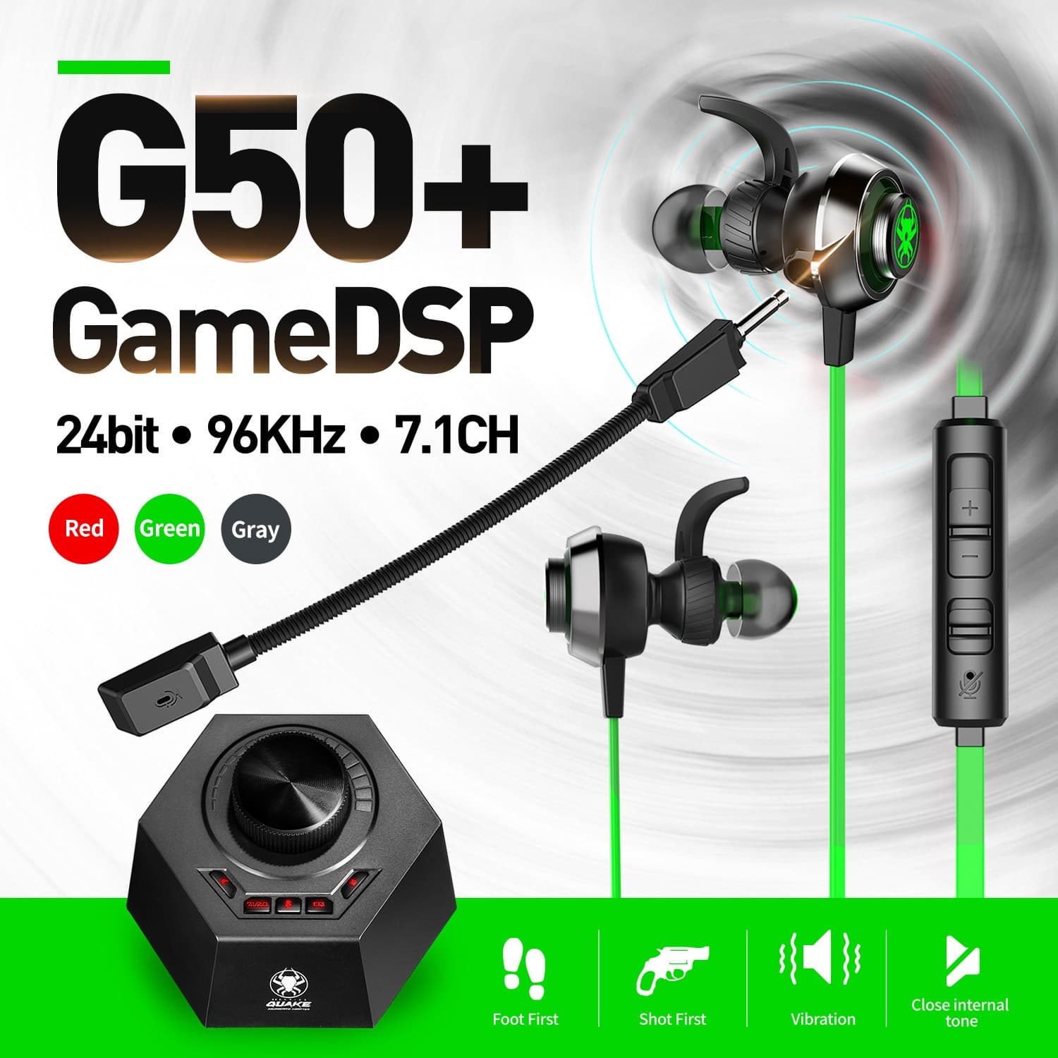 PLEXTONE G50 Quake Vibration Gaming Earphones with DSP Sound & Detachable Mic