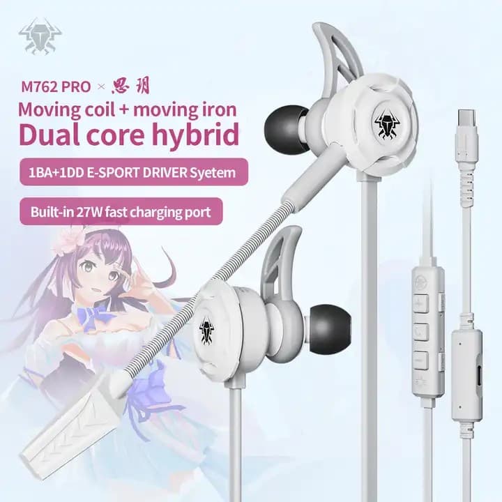 PLEXTONE M762Pro Dual Hybrid Gaming Moving Coil Earphone Type-C PD27W Fast Charge