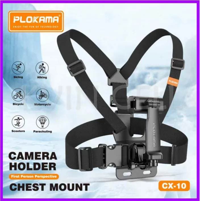 PLOKAMA CX10 Chest Strap Phone & Action Camera Mount 360° Adjustable