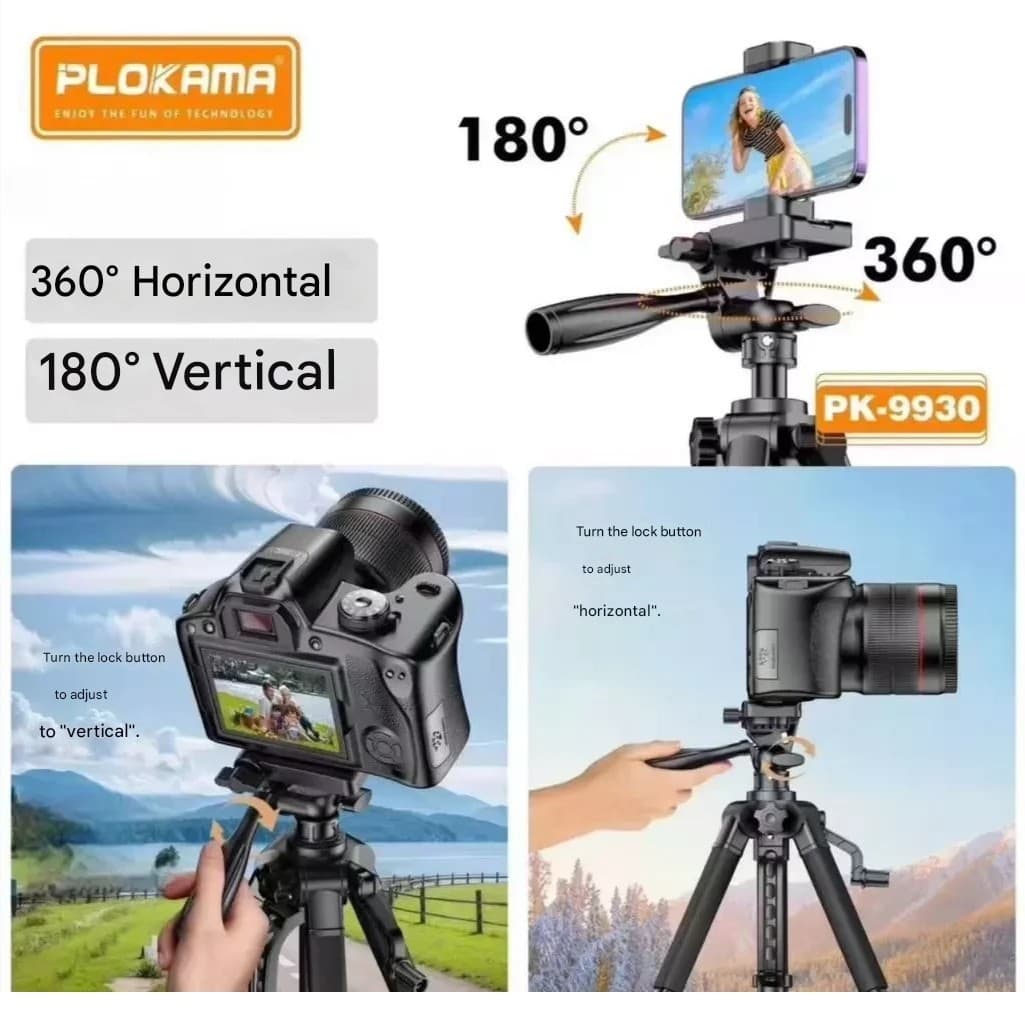 PLOKAMA PK 9930 1.5m Professional Tripod Stand For Cameras And Mobile Phones view 4