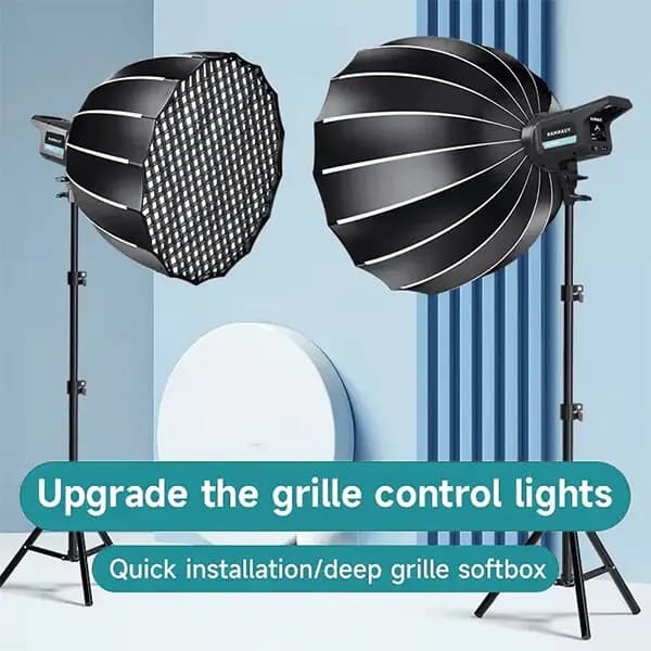 Plokama PK400S Kit-B Professional Deep Octa Quick Folding Softbox LED Studio Lighting Kit With 2.8M Heavy Duty Stand view 3