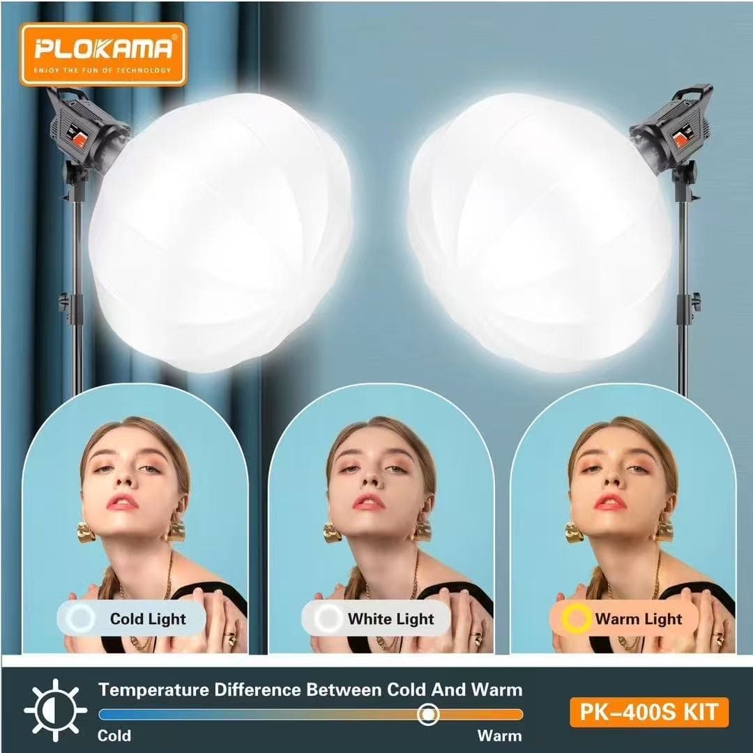 PLOKAMA PK400S Studio Light With 2.8M Tripod Softball Diffuser & Umbrella view 5