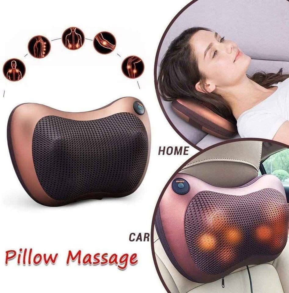 Portable Neck & Back Massager Pillow For Home, Office & Car Use
