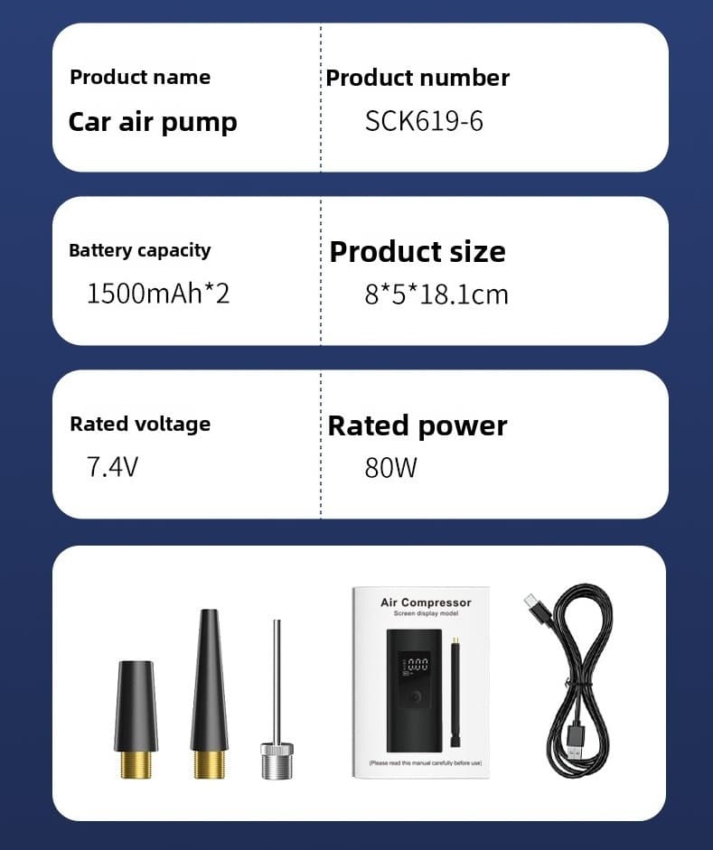 Portable Wireless Car Air Pump High-Pressure Electric Tire Inflator With Digital Display view 5