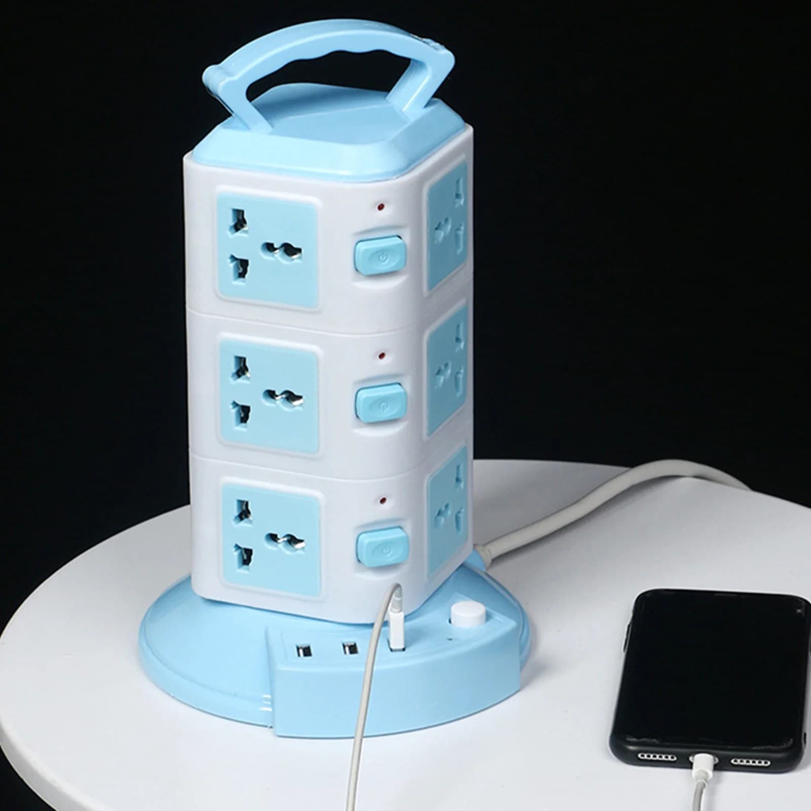 Power Strip Tower Socket With 3 USB Ports 12 Universal Socket Plugs